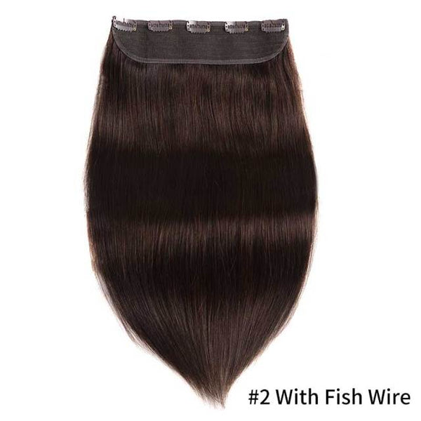 100g 120g  European Hair Machine Made Remy Clip In One Piece Human Hair Extensions with Adjustable Fish wire