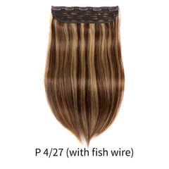 100g 120g  European Hair Machine Made Remy Clip In One Piece Human Hair Extensions with Adjustable Fish wire