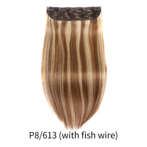 100g 120g  European Hair Machine Made Remy Clip In One Piece Human Hair Extensions with Adjustable Fish wire