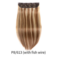 100g 120g  European Hair Machine Made Remy Clip In One Piece Human Hair Extensions with Adjustable Fish wire