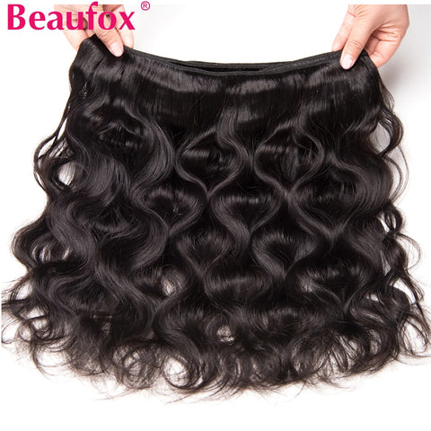 Beaufox Body Wave Bundles Brazilian Hair Weave Bundles 1/3/4 PCS Human Hair Bundles Natural /Jet Black 8-30&quot;Remy Hair Extensions