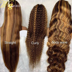 Pre-plucked Human Hair Lace Front Wig Highlight Straight 180% 13x6 Lace Frontal Wigs Curly Lace Frontal Wigs Swiss Lace