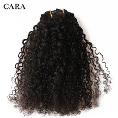 Brazilian Afro Kinky Curly Clip In Human Hair Extensions 3B 3C Virgin Human Hair Extensions Natural Black Full Head