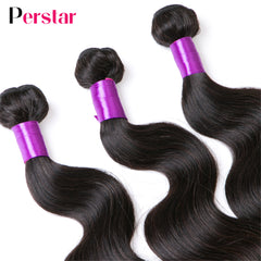 Perstar Body Wave Bundles Human Hair Weave Bundles Brazilian Weave Extensions 1/3/4 PCS Remy Hair Body Wave Extensions 8-28 Inch