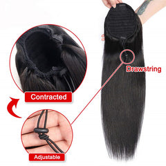Straight Ponytail Human Hair Extension Long Clip In Drawstring Ponytail Brazilian Lemoda Remy Human Hair 28inch