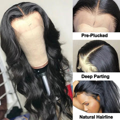 30 Inch Body Wave Lace Front Wig 13x4 Lace Frontal Human Hair Wigs for Black Women Brazilian Pre-plucked HD Loose Deep Wave Wigs