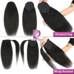 Brazilian Afro Kinky Straight Pony Tail Remy Wrap Around Drawstring Ponytail Ombre Human Hair Ponytail Extensions