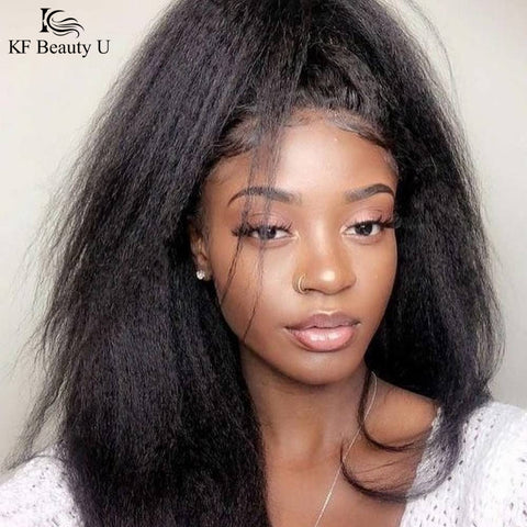 32 inch 13x4 Lace Frontal Wig Human Hair Kinky Straight Lace Front Wig 250% 180% Remy Brazilian Human Hair Wigs for Black Women