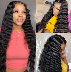 Transparent Loose Deep Wave Frontal Wig 13x6 Lace Front Human Hair Wigs For Women Pre Plucked Brazilian Curly Human Hair Wig