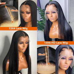 Melodie 13X6 HD Lace Front Human Hair Wig Pre Plucked 30 40 Inch Brazilian 13X4 Bone Straight Frontal Wig 250% Density For Women