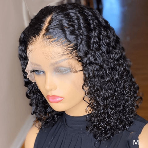 Brazilian Deep Wave Lace Bob Wigs Pre Plucked With Baby Hair Human Hair Wigs Water Curly Short 4x4 150% Lace Wig For Black Women