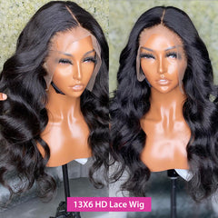 Rosabeauty 13X6 HD Transparent Body Wave Lace Frontal Wigs 13X4 Lace Front Wig Peruvian Human Hair 30 Inch