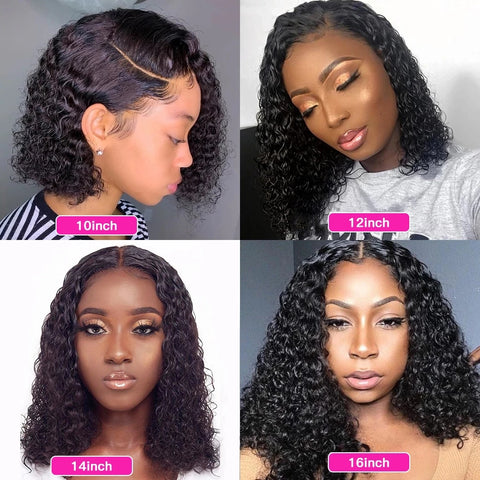 Deep Wave Frontal Wig Remy Brazilian 4x4 Lace Closure Wigs For Women Human Hair 13x4 HD Pre Plucked Bob Lace Wigs