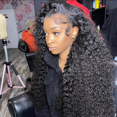 30 40 Inch Deep Wave Frontal Wig Human Hair 13x4 Curly Lace Front Wig Full Transparent HD Lace Water Wigs 180 Density Brazilian