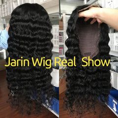 Deep Wave HD Transparent 13x4 Lace Frontal Wigs Human Hair 250% Density Lace Front Wig Pre Plucked Bleached Knots Wigs Remy