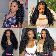 30 40 Inch Deep Wave Frontal Wig Human Hair 13x4 Curly Lace Front Wig Full Transparent HD Lace Water Wigs 180 Density Brazilian