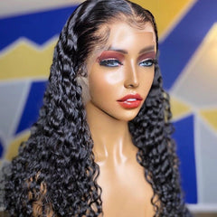 Curly Human Hair Wig Hd Full Lace Front Human Hair 13x4 Lace Frontal Brazilian Water Deep Wave 28 30 Inch