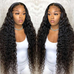 Deep Wave Frontal Wig Transparent Lace Wigs Wet And Wavy Deep Curly Lace Front Human Hair Wig