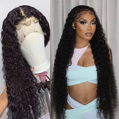 Curly Human Hair Wig Hd Full Lace Front Human Hair 13x4 Lace Frontal Brazilian Water Deep Wave 28 30 Inch