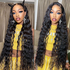 Water Wave Lace Wigs Transparent 13x4 Lace Front Wig Brazilian Water Wave Curly Human Hair Lace Wigs HD T Part Lace Front Wig