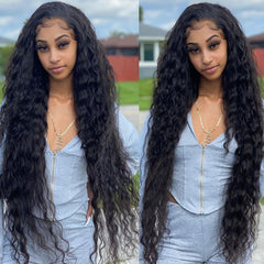 Water Wave Lace Wigs Transparent 13x4 Lace Front Wig Brazilian Water Wave Curly Human Hair Lace Wigs HD T Part Lace Front Wig