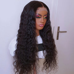 Water Wave Lace Wigs Transparent 13x4 Lace Front Wig Brazilian Water Wave Curly Human Hair Lace Wigs HD T Part Lace Front Wig