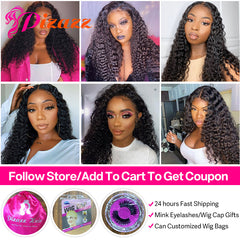 Deep Wave 13x4/13x6 HD Transparent Lace Front Wig PrePlucked Deep Wave Closure Wig Bleached Knots Human Hair Lace Frontal Wigs