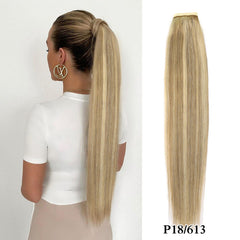 Ponytail Human Hair Wrap Around Hightlight Blond Ponytail Clip In Extensions Real Beauty Balayage Straight Ponytail 35cm to 75cm