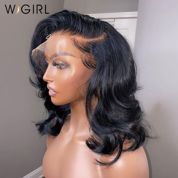 Wigirl 13x6 Body Wave Lace Frontal Bob Wig 13x4 Human Hair Wigs Brazilian 250 Short Water Wave 4x4 Bob Closure Wig For Women