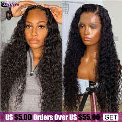 Water Wave Lace Wigs Transparent 13x4 Lace Front Wig Brazilian Water Wave Curly Human Hair Lace Wigs HD T Part Lace Front Wig