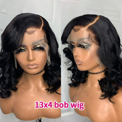 Luvin Short Bob Brazilian Body Wave 13x4 Transparent Lace Front Human Hair Wigs For Black Women 4x4 5x5 Closure Frontal Wig