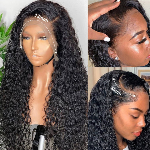 30 40 Inch Deep Wave Frontal Wig Human Hair 13x4 Curly Lace Front Wig Full Transparent HD Lace Water Wigs 180 Density Brazilian