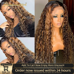 Brazilian Curly Human Hair Wig 13x4 Curly Lace Front Wigs For Women Human Hair Honey Blonde Brown Highlight Deep Curly Lace Wigs