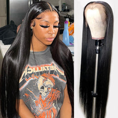 28 30 32 Inch Straight Lace Front Human Hair Wigs 13X4 4x4 Transparent Lace Frontal Closure Brazilian Hair Wig for Black Women
