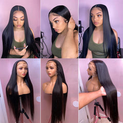 28 30 32 Inch Straight Lace Front Human Hair Wigs 13X4 4x4 Transparent Lace Frontal Closure Brazilian Hair Wig for Black Women
