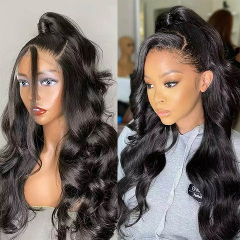 13x4 Body Wave Lace Front Wig Human Hair PrePlucked HD Transparent 360 Lace Frontal Wig With Baby Hair Brazilian