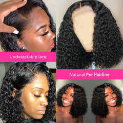 Jerry Curly 13x4 Short Bob Wigs HD Lace Frontal Human Hair Wigs 4x4 Lace Closure Wig HD Transparent 13*1 Lace Wig