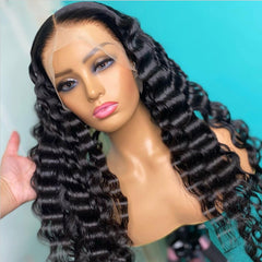 Transparent Loose Deep Wave Frontal Wig 13x6 Lace Front Human Hair Wigs For Women Pre Plucked Brazilian Curly Human Hair Wig