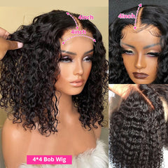 Short Curly Bob Front Human Hair Wigs PrePluck With Baby Hair Deep Wave Frontal Water Wave Lace Wigs