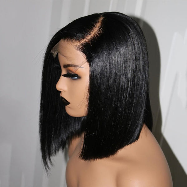 #1b/30 Honey Brown Color Short Bob Lace Front Wigs Ombre Brown Natural Black Silky Straight  Short Cut Bob Wig With Baby Hair