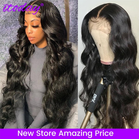 13x4 HD Transparent Lace Front Human Hair Wigs Brazilian Body Wave Lace Front Wig 30 Inch Body Wave 4X4 Closure Wig