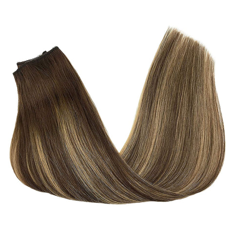 Ombre Fish Line Human Hair Extension Natural Remy Hair Balayage Straight Hairpiece