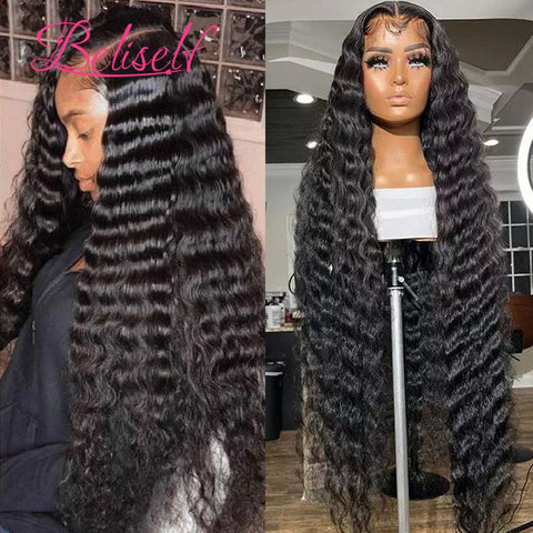 13×6 Loose Deep Wave Wig 360 Lace Frontal Wigs Pre Plucked HD Transparent Lace Front Human Hair Wigs Deep Wave 5x5 Closure Wig