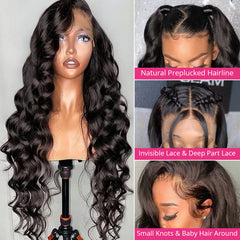 13x4 HD Lace Frontal Wig Loose Deep Wave Wig Lace Front Human Hair Wigs Natural Wave Wig PrePlucked Hairline Wig For Women Full