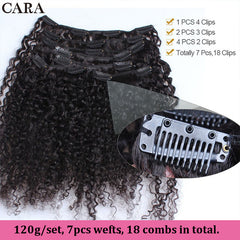 Brazilian Afro Kinky Curly Clip In Human Hair Extensions 3B 3C Virgin Human Hair Extensions Natural Black Full Head