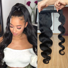 Wrap Around Ponytail Human Hair Brazilian Body Wave Pony Tail Remy Hair Clip In Ponytail Extensions For Women 120g