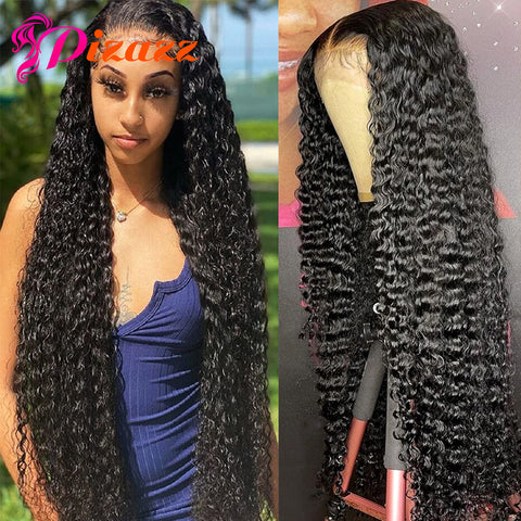 Deep Wave 13x4/13x6 HD Transparent Lace Front Wig PrePlucked Deep Wave Closure Wig Bleached Knots Human Hair Lace Frontal Wigs