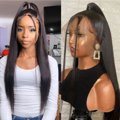 HD Lace Human Hair Wigs For Women Bone Straight Brazilian Frontal Wigs Remy Hair Transparent Full Lace Front Wig 180%