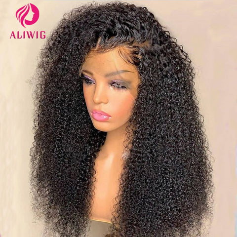 Curly Wig 13x4 Lace Front Wig Deep Kinky Curly Human Hair Wigs Brazilian HD Transparent Lace Frontal Wigs