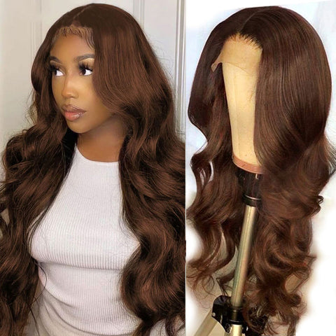 Cheap Colored HD Lace Frontal Wig Body Wave Lace Front Wig Glueless Light Brown Lace Front Human Hair Wigs For Women Remy Wig T
